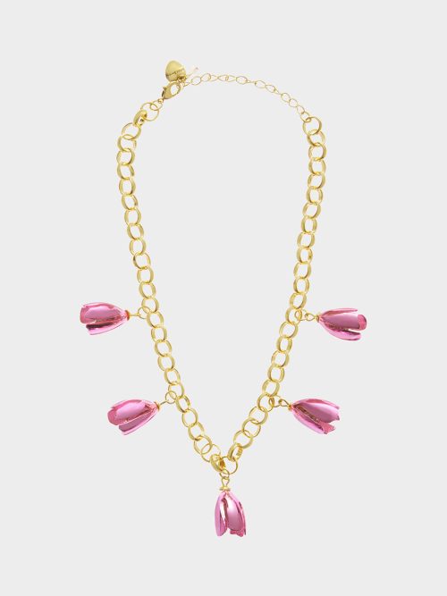 GARDEN GLAM TULIP CHARM FRONTAL NECKLACE PINK