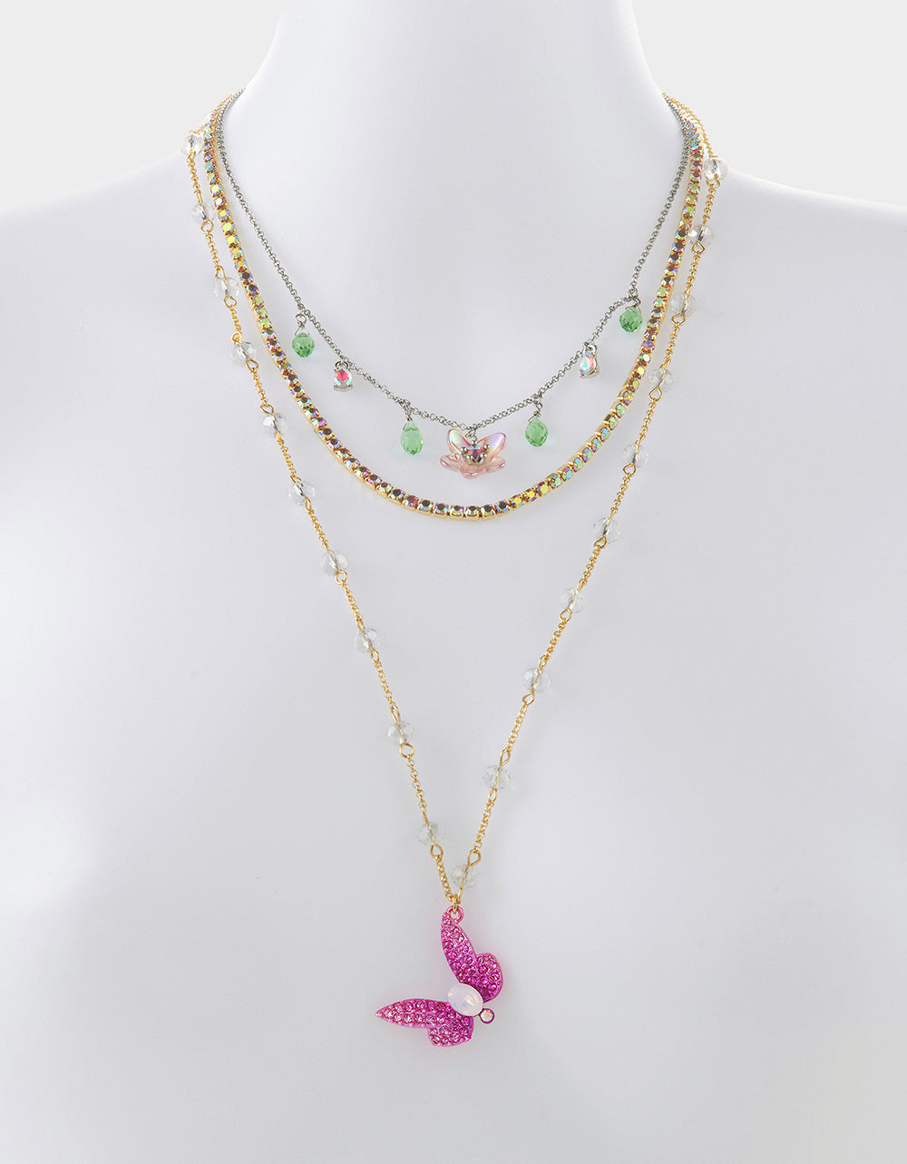 GARDEN GLAM DRAGONFLY ILLUSION NECKLACE PINK - Image 3