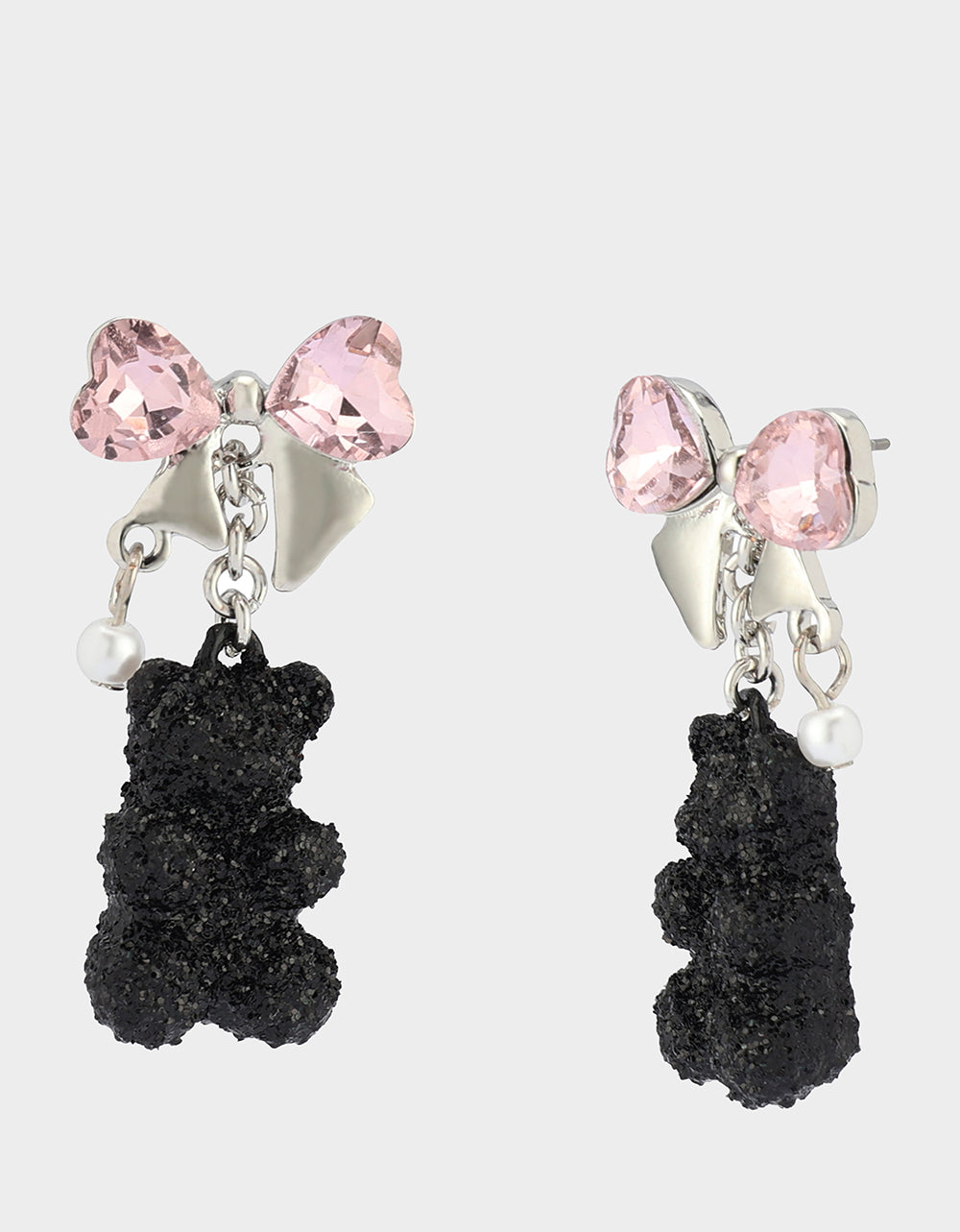 BEAR BOW DROP EARRINGS BLACK