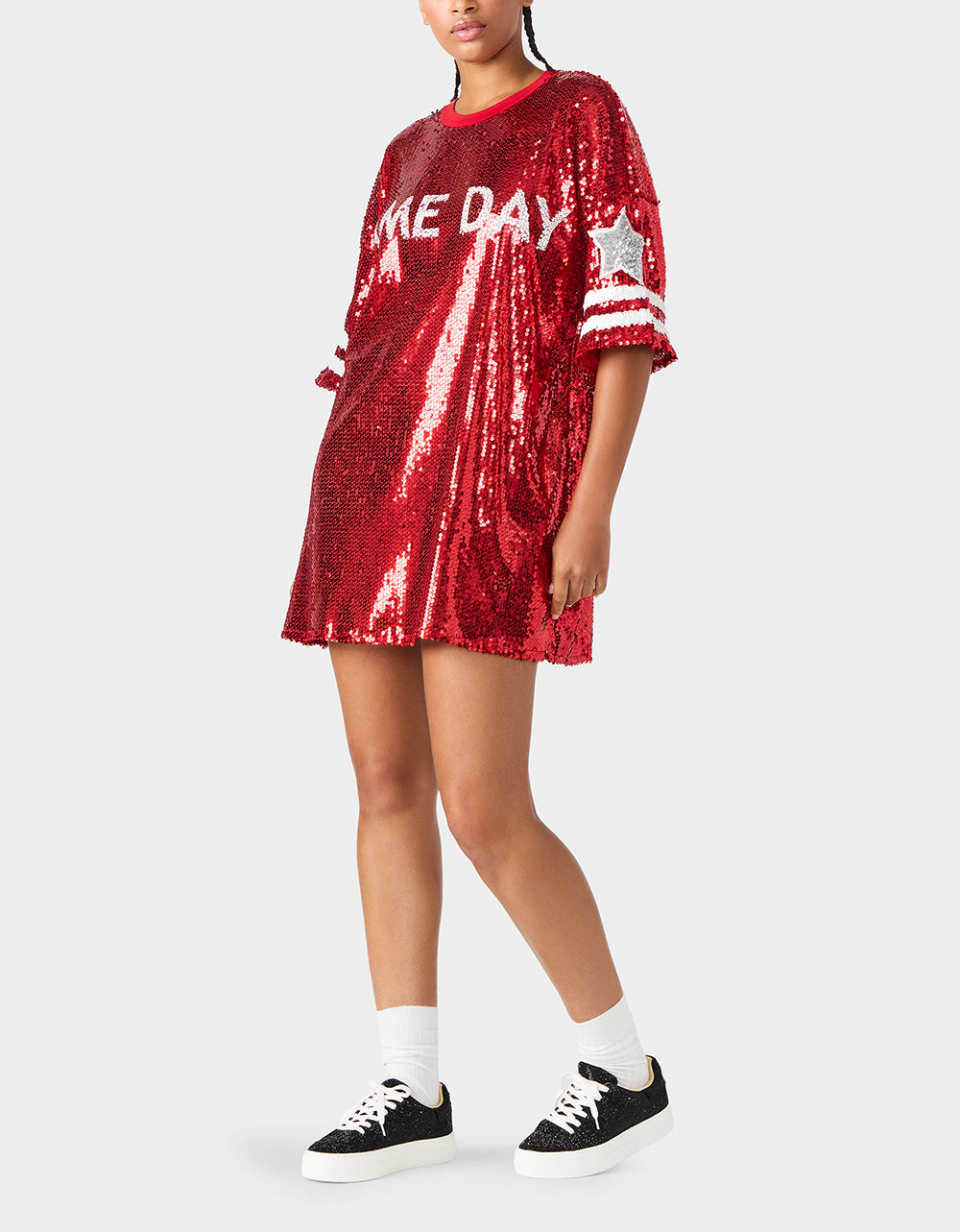 GAME DAY JERSEY SEQUIN DRESS RED - Image 2