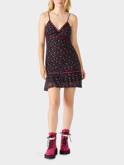 BETSEY'S ARCHIVE ROSEBUD SLIP DRESS BLACK